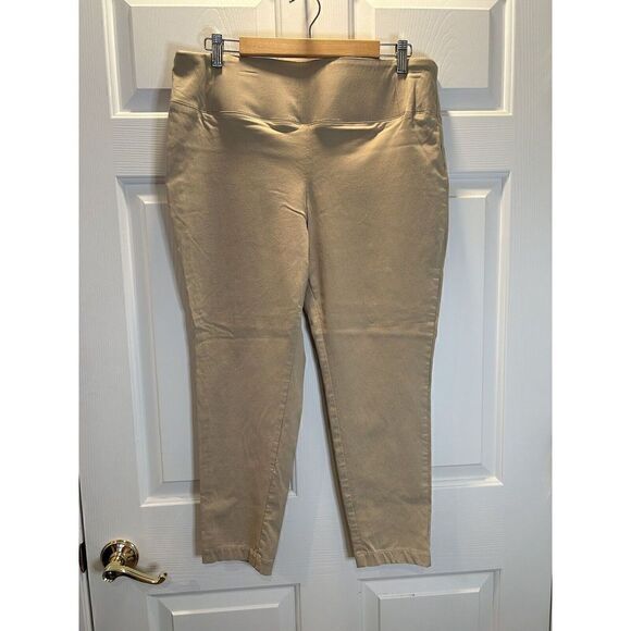 Worthington Secretly Slender Beige Pull-on Trousers Skinny Pants Sz 18P - Picture 1 of 5
